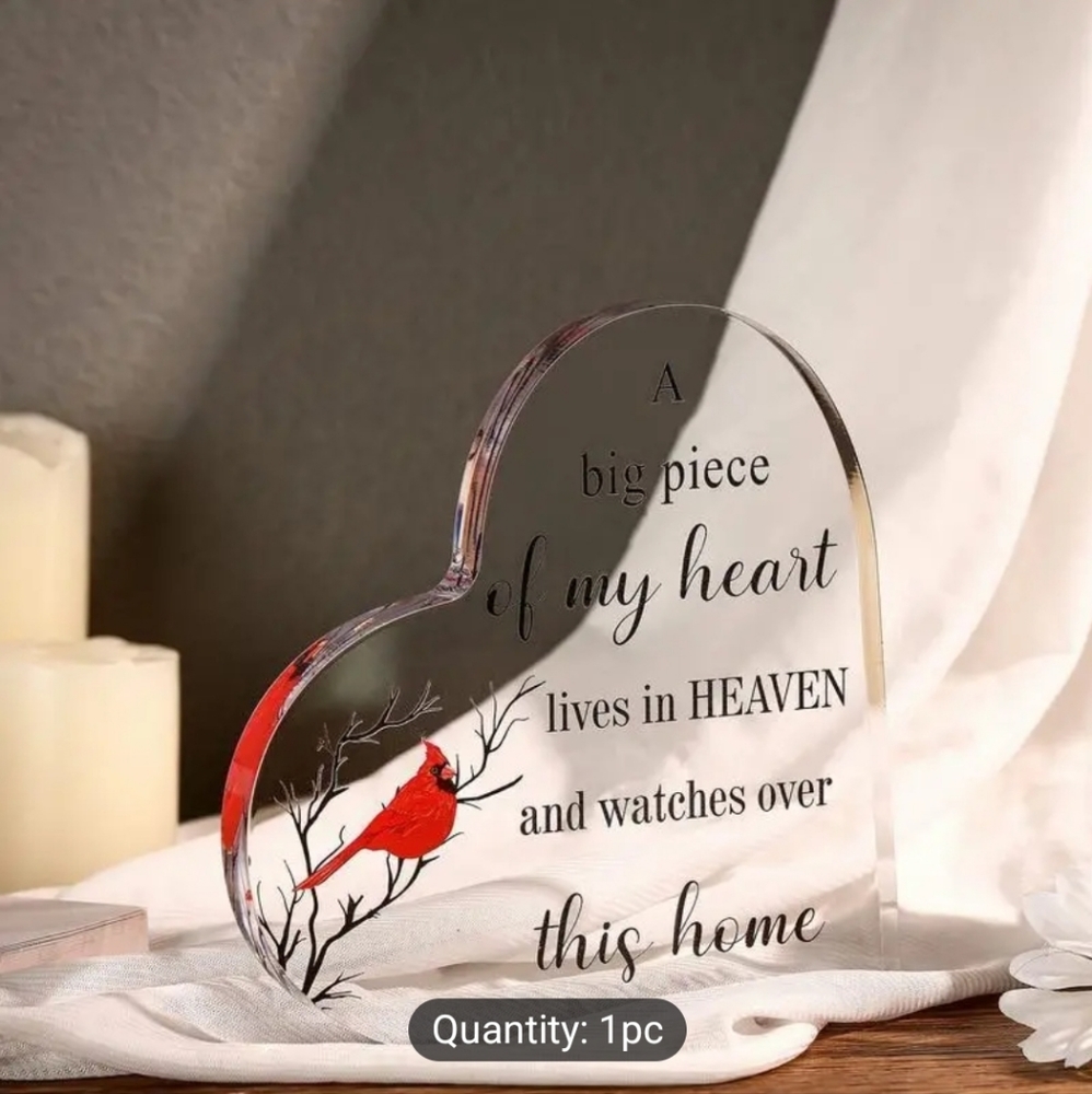 1pc Unique Red Cardinal Acrylic Centerpiece Decoration Plaque